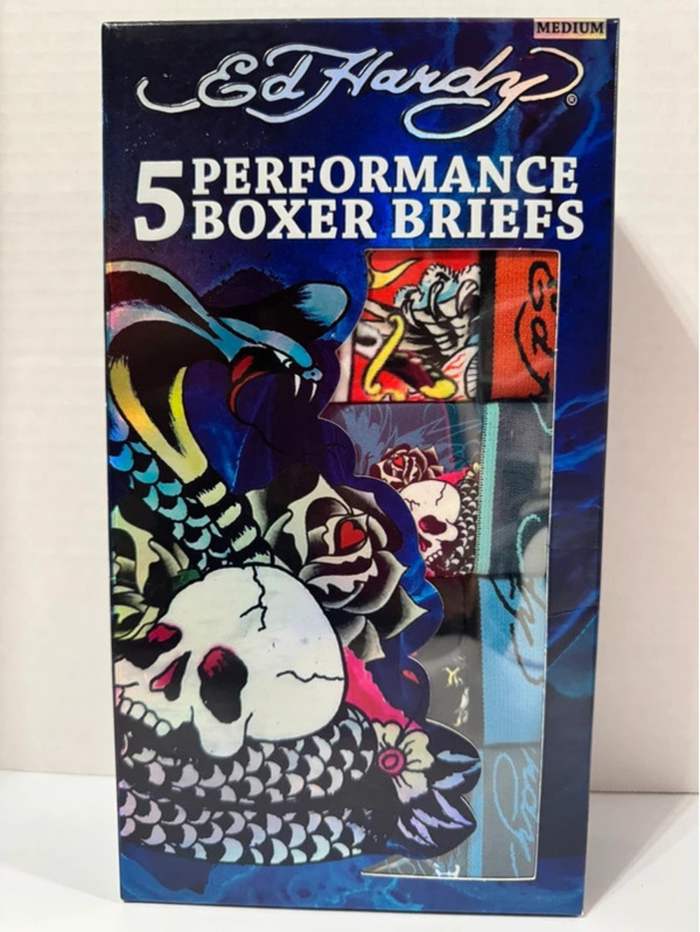 Ed Hardy Men’s Medium 5pc Performance Boxer Brief Box Set NWT